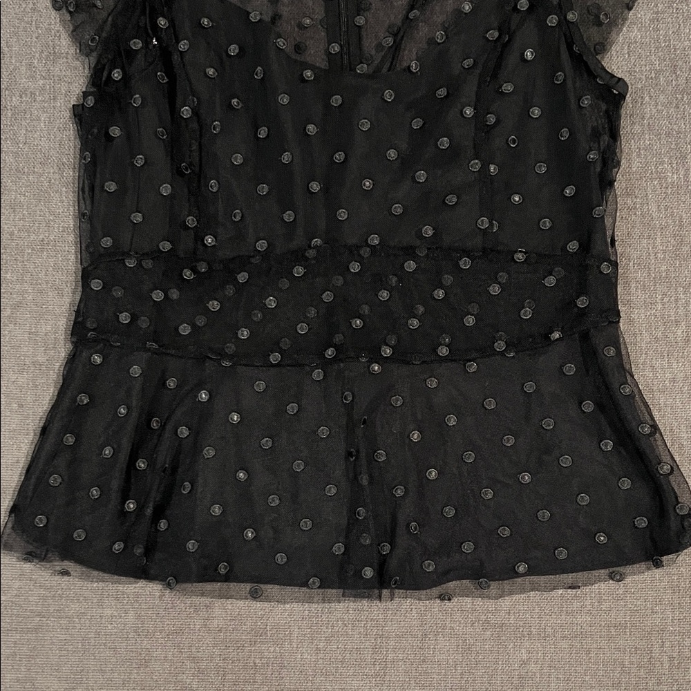 J. Crew Black Sheer Polka Dot Blouse - Picture 6 of 10
